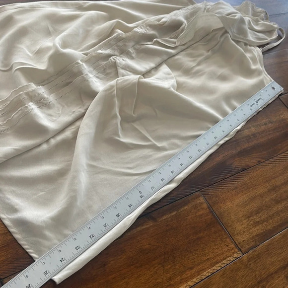 Gentle Fawn Mini Beige Cream Cascading Ruffle Zip Up spaghettini straps dress 6 - Picture 11 of 16